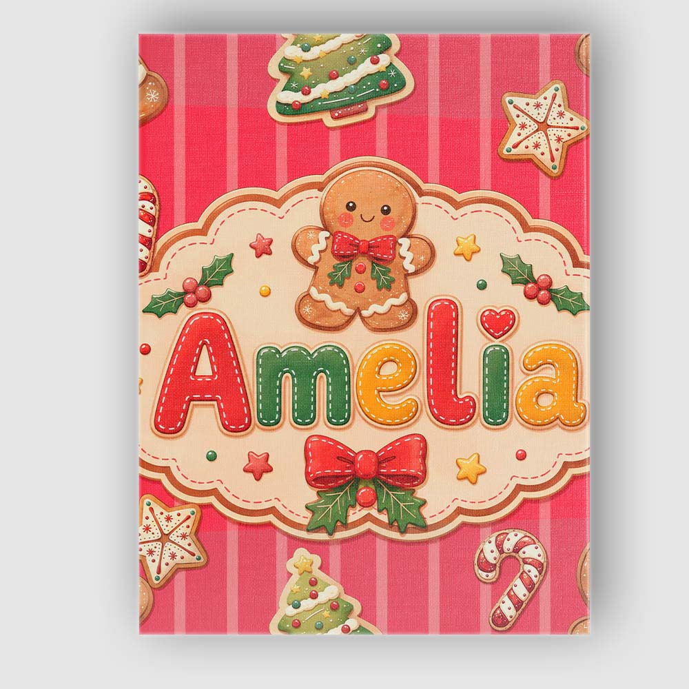 Personalised Name Gingerbread Man Cookies Custom Unique Gift Idea Elegant Feature Canvas Wall Art Print Decor Picture Ready to Hang
