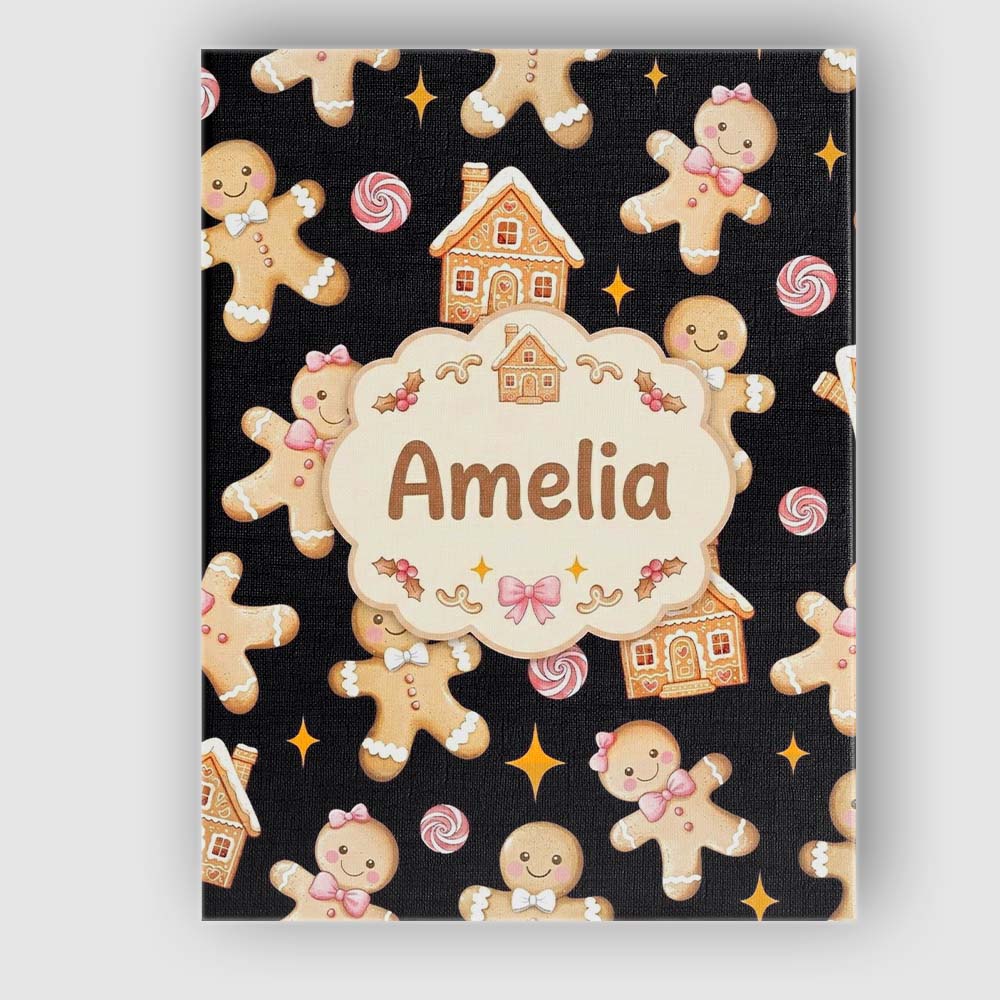Personalised Name Cute Gingerbread Cookies Custom Unique Gift Idea Elegant Feature Canvas Wall Art Print Decor Picture Ready to Hang