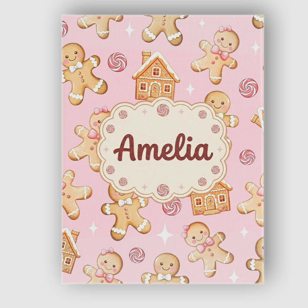 Personalised Name Cute Gingerbread Cookies Custom Unique Gift Idea Elegant Feature Canvas Wall Art Print Decor Picture Ready to Hang