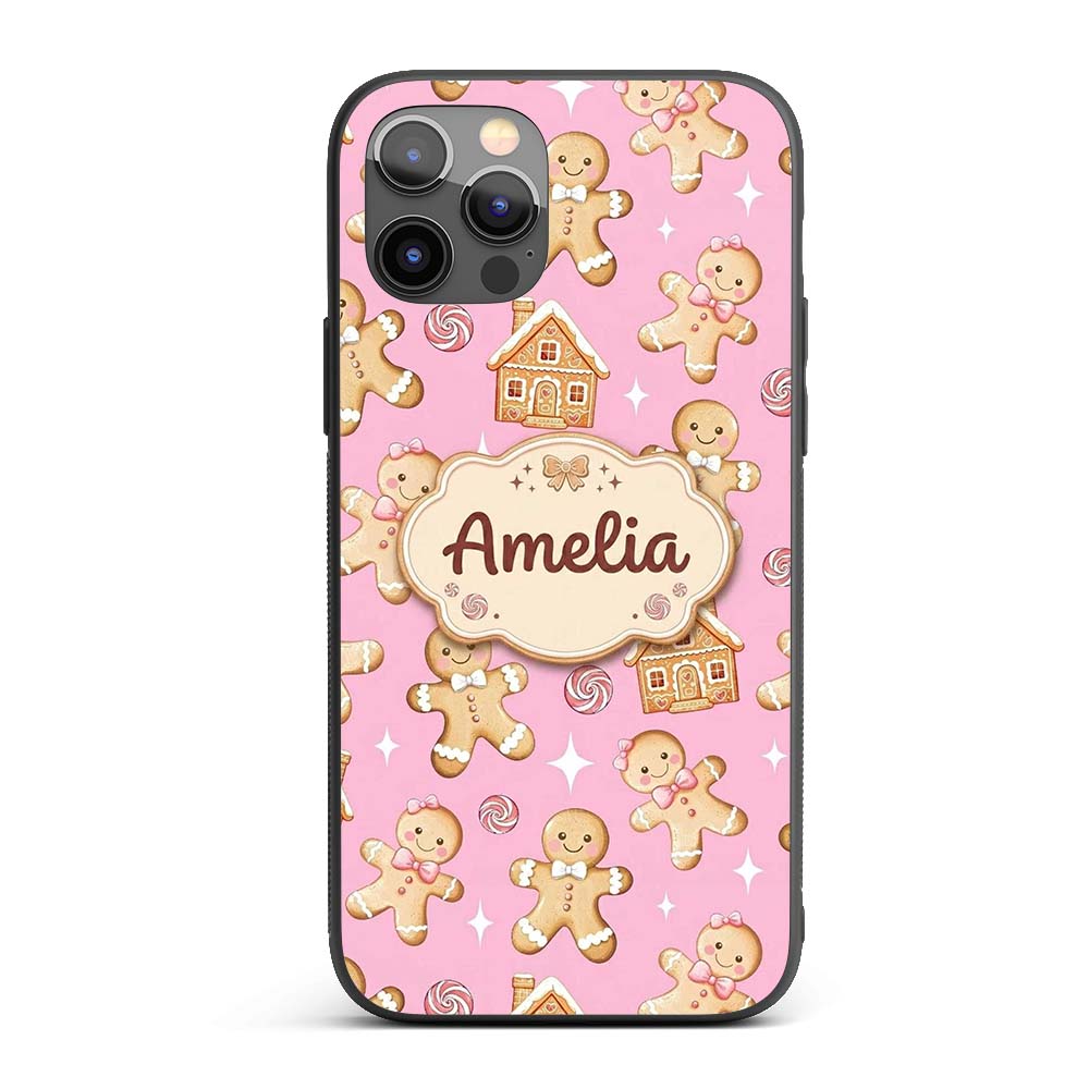 Cute Gingerbread Cookies Candy House on Dusty Custom Name Protective Phone Case Mobile Cover Durable Everyday Smartphone Shock Resistant