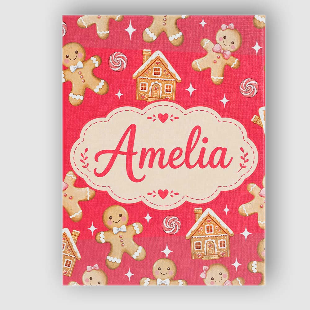 Personalised Name Cute Gingerbread Cookies Custom Unique Gift Idea Elegant Feature Canvas Wall Art Print Decor Picture Ready to Hang