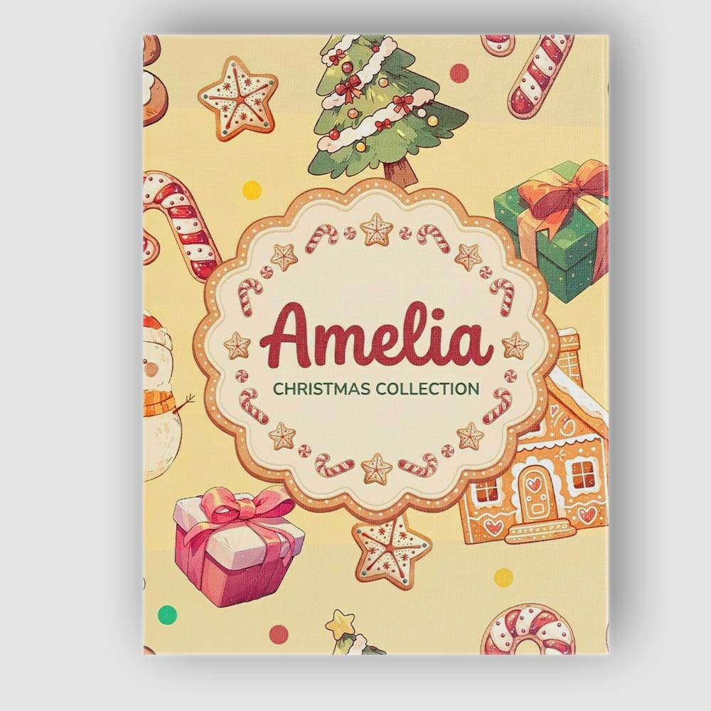Personalised Name Christmas Gingerbread Man Custom Bespoke Interior Contemporary Canvas Wall Art Print Decor Picture Ready to Hang