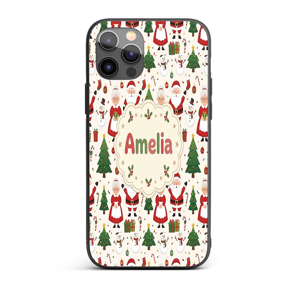 Santa Claus Mrs Snowman Gift Candy Confetti on Custom Name Protective Phone Case Mobile Cover Durable Everyday Smartphone Shock Resistant