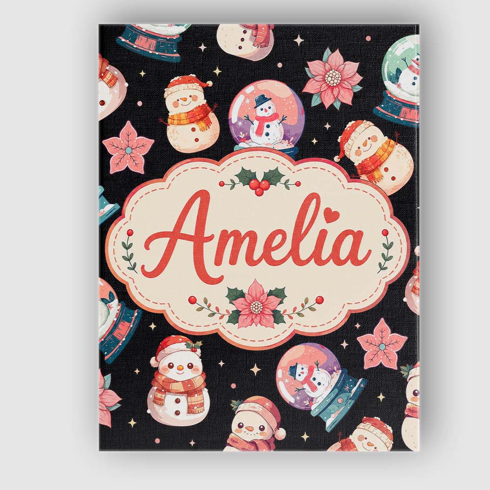Personalised Name Snowman Snow Globe Custom Premium Decorative Design Modern Room Accent Canvas Wall Art Print Decor Picture Ready to Hang