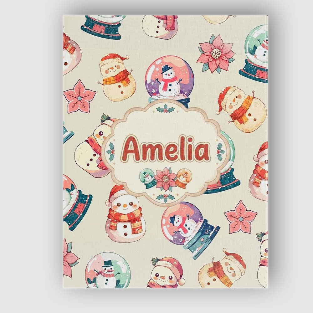 Personalised Name Snowman Snow Globe Custom Premium Decorative Design Modern Room Accent Canvas Wall Art Print Decor Picture Ready to Hang