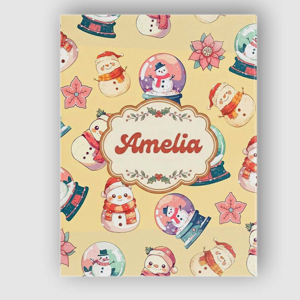 Personalised Name Cute Snowman Snow Globe Custom Unique Gift Idea Elegant Feature Canvas Wall Art Print Decor Picture Ready to Hang