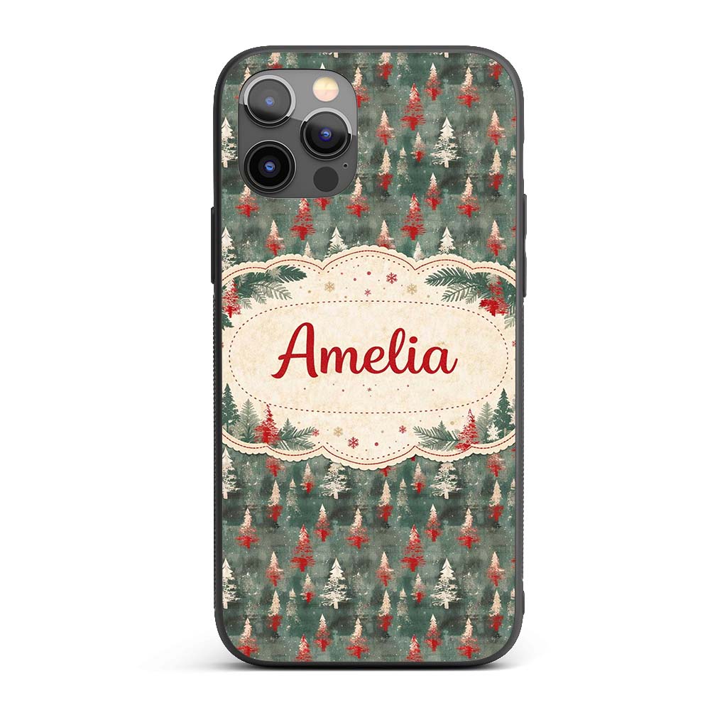 Abstract Watercolor Christmas Printed Design Custom Name Protective Phone Case Mobile Cover Durable Everyday Smartphone Shock Resistant