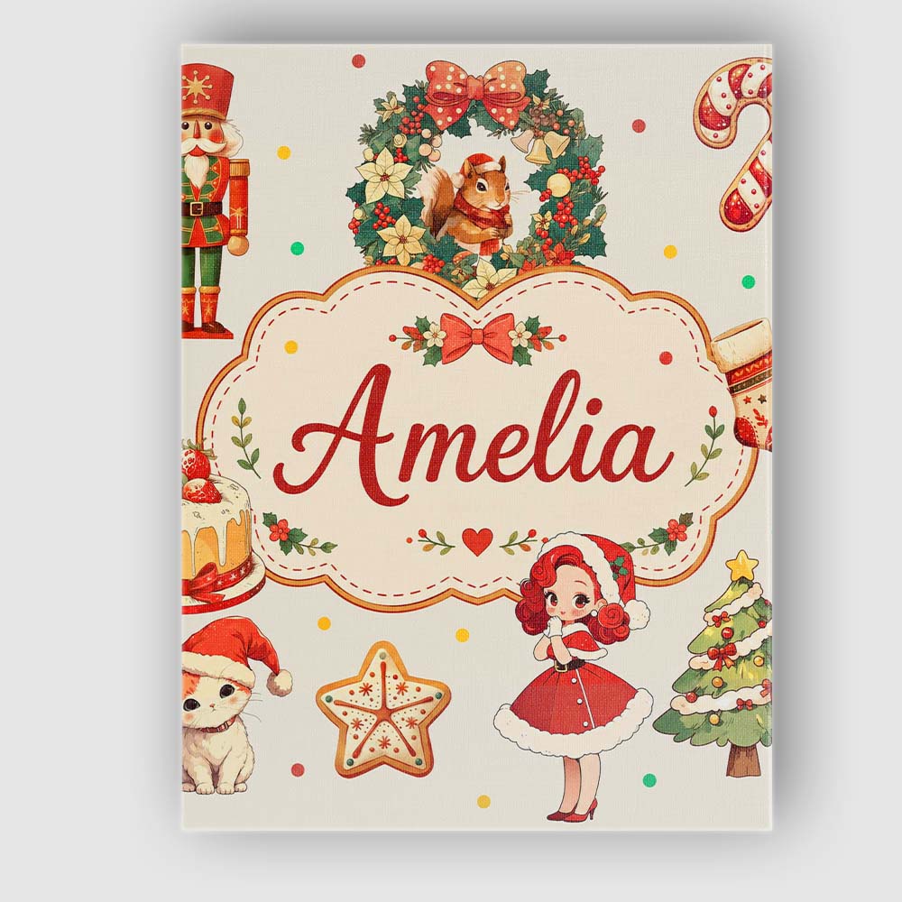 Personalised Name Cute Nutcracker Wreath Custom Unique Gift Idea Elegant Feature Canvas Wall Art Print Decor Picture Ready to Hang