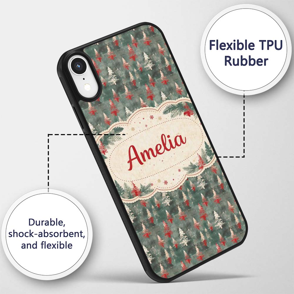 Abstract Watercolor Christmas Printed Design Custom Name Protective Phone Case Mobile Cover Durable Everyday Smartphone Shock Resistant