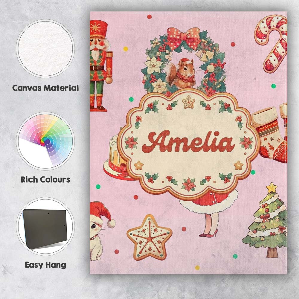 Personalised Name Nutcracker Wreath Cake Custom Unique Gift Idea Elegant Feature Canvas Wall Art Print Decor Picture Ready to Hang