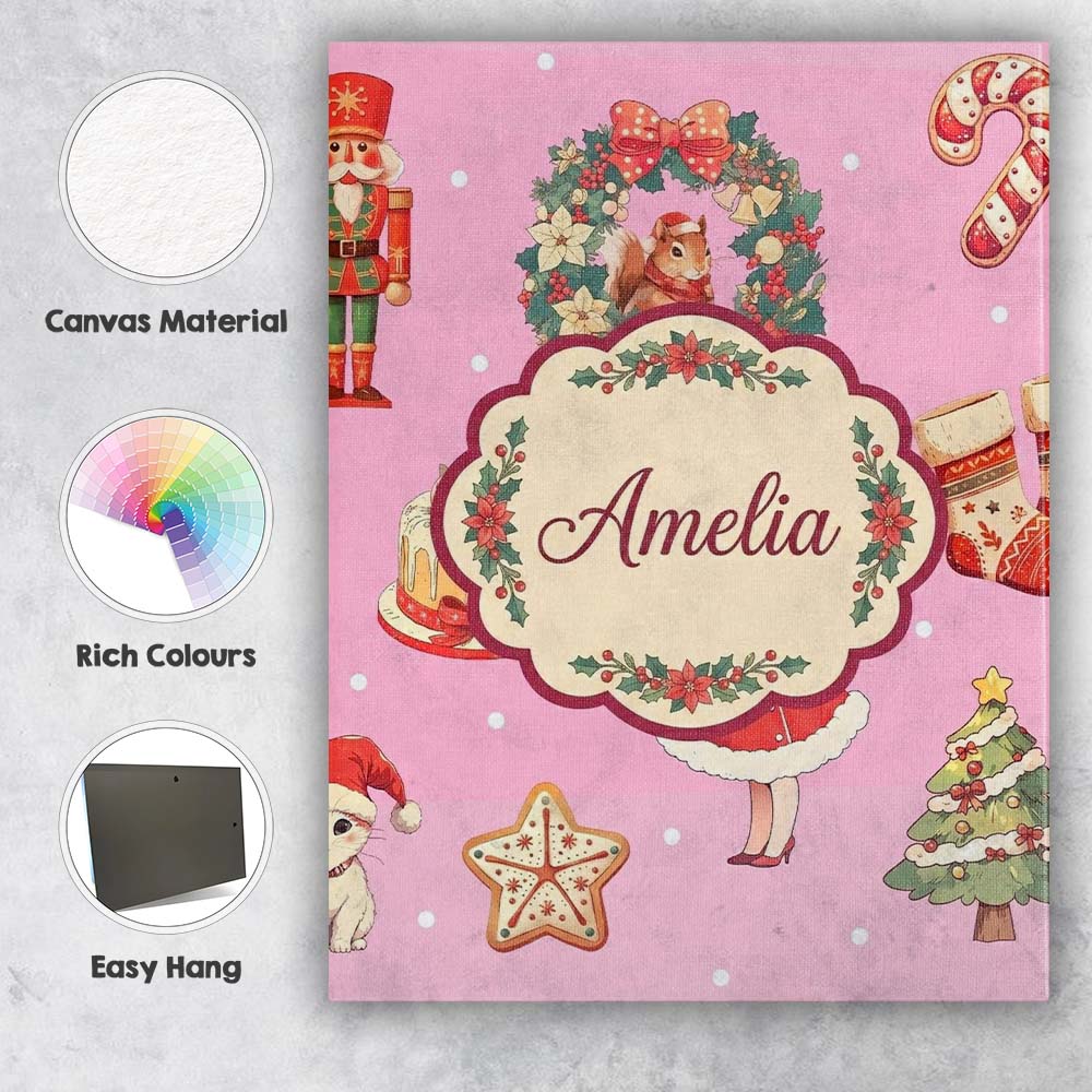 Personalised Name Nutcracker Wreath Cake Custom Unique Gift Idea Elegant Feature Canvas Wall Art Print Decor Picture Ready to Hang