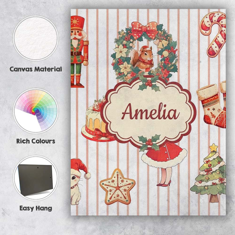 Personalised Name Nutcracker Wreath Cake Custom Unique Gift Idea Elegant Feature Canvas Wall Art Print Decor Picture Ready to Hang