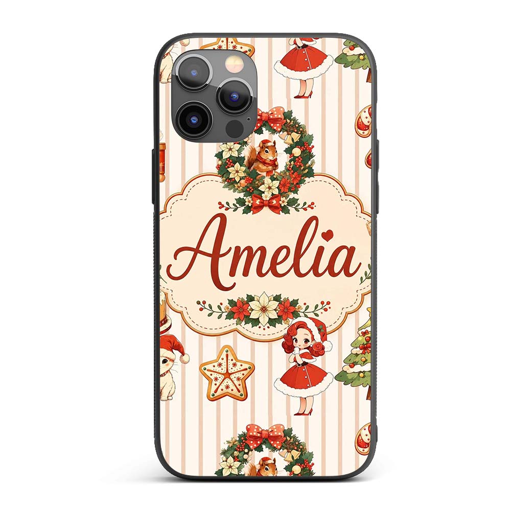 Nutcracker Wreath Cake Girl Christmas Tree on Custom Name Protective Phone Case Mobile Cover Durable Everyday Smartphone Shock Resistant