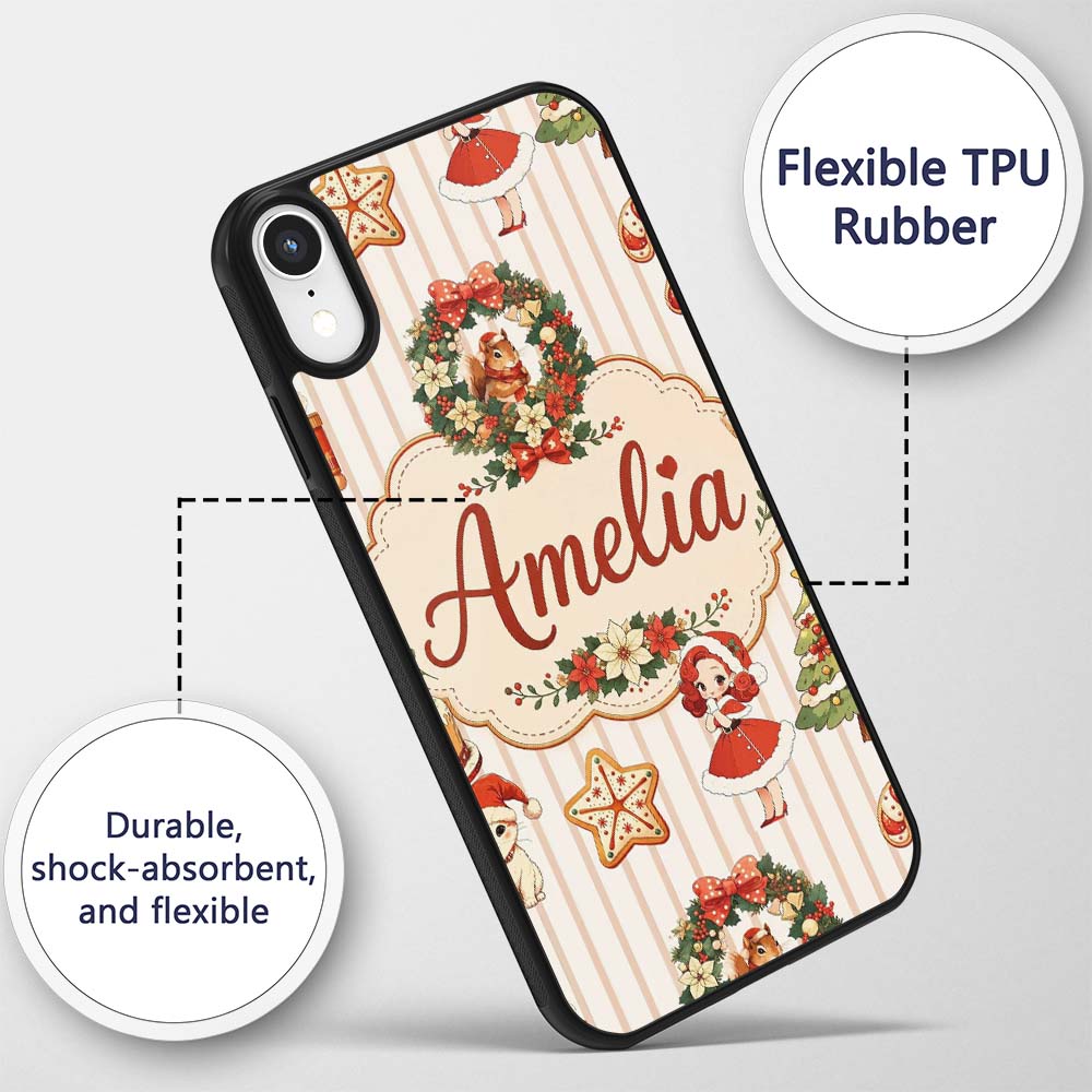Nutcracker Wreath Cake Girl Christmas Tree on Custom Name Protective Phone Case Mobile Cover Durable Everyday Smartphone Shock Resistant