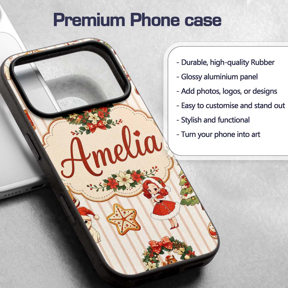 Nutcracker Wreath Cake Girl Christmas Tree on Custom Name Protective Phone Case Mobile Cover Durable Everyday Smartphone Shock Resistant