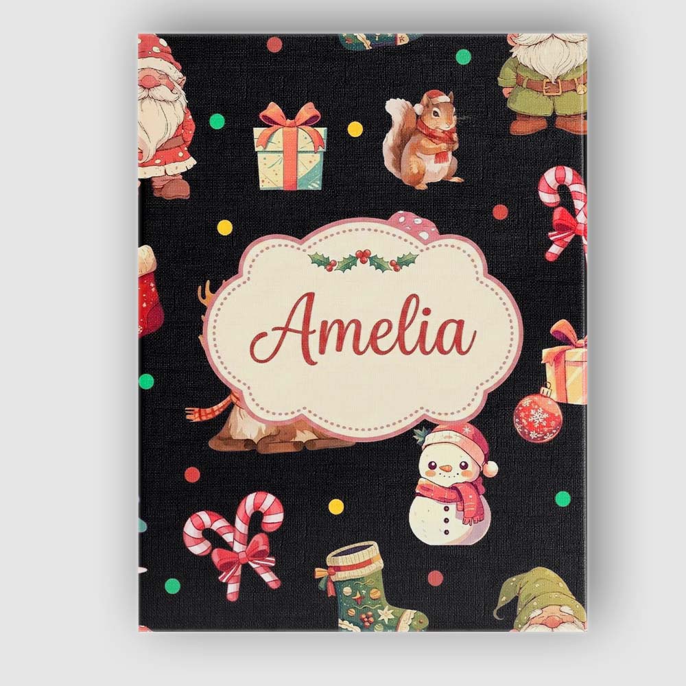 Personalised Name Christmas Gnome Reindeer Custom Unique Gift Idea Elegant Feature Canvas Wall Art Print Decor Picture Ready to Hang