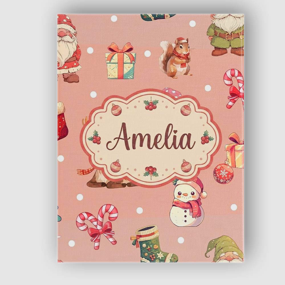 Personalised Name Christmas Gnome Reindeer Custom Unique Gift Idea Elegant Feature Canvas Wall Art Print Decor Picture Ready to Hang