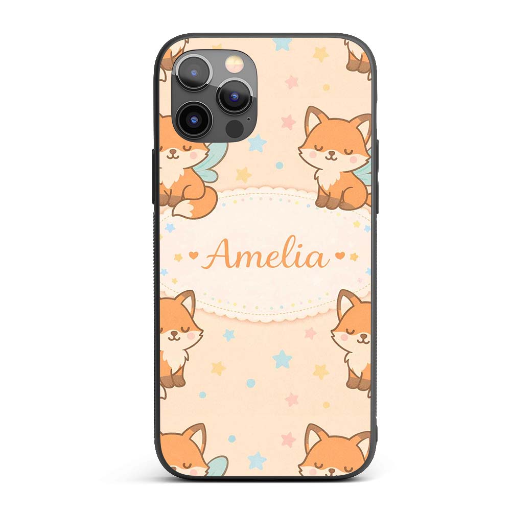 Cute Fairy Fox Cartoon Animal Printed Design Custom Name Protective Phone Case Mobile Cover Durable Everyday Smartphone Shock Resistant