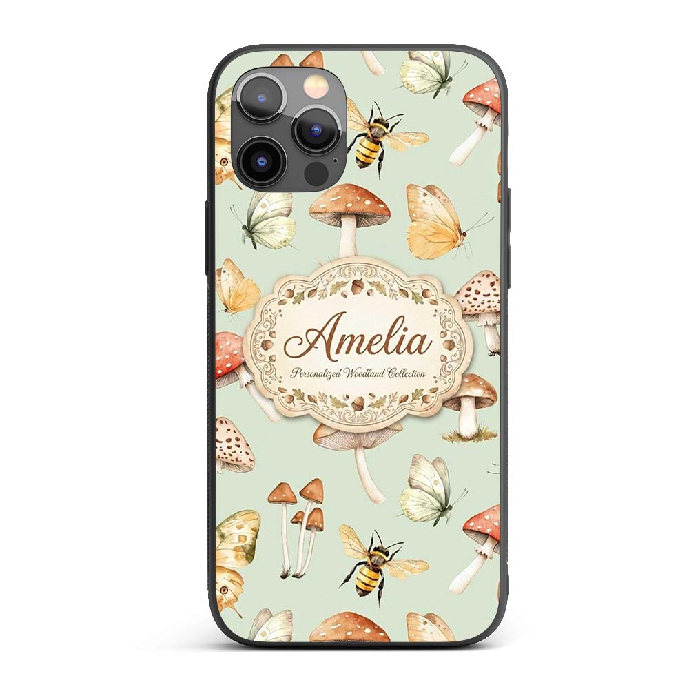 Vintage Butterfly Bees Mushrooms Illustration Custom Name Protective Phone Case Mobile Cover Durable Everyday Smartphone Shock Resistant