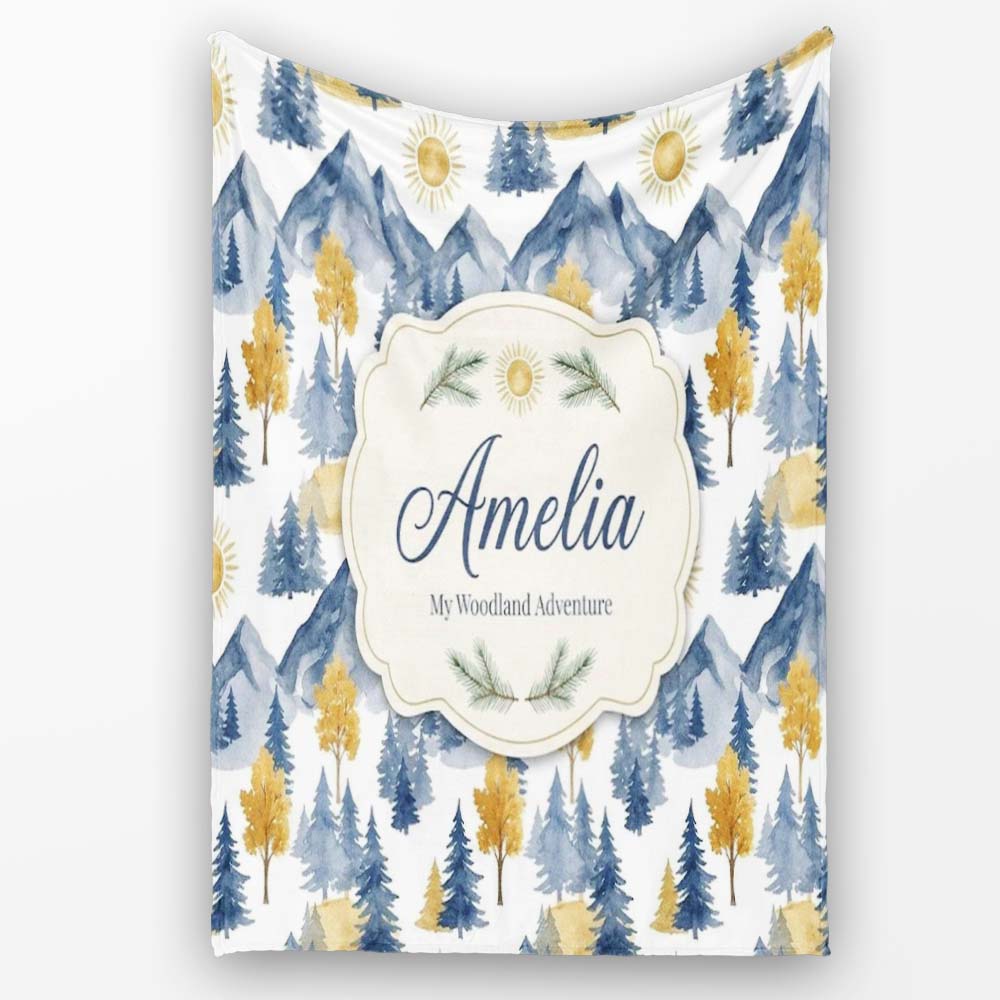 Abstract Geometric Curved Shapes Bold Color Layers Seamless Pattern Personalised Custom Name Super Soft Fleece Blanket Bed Sofa Throw