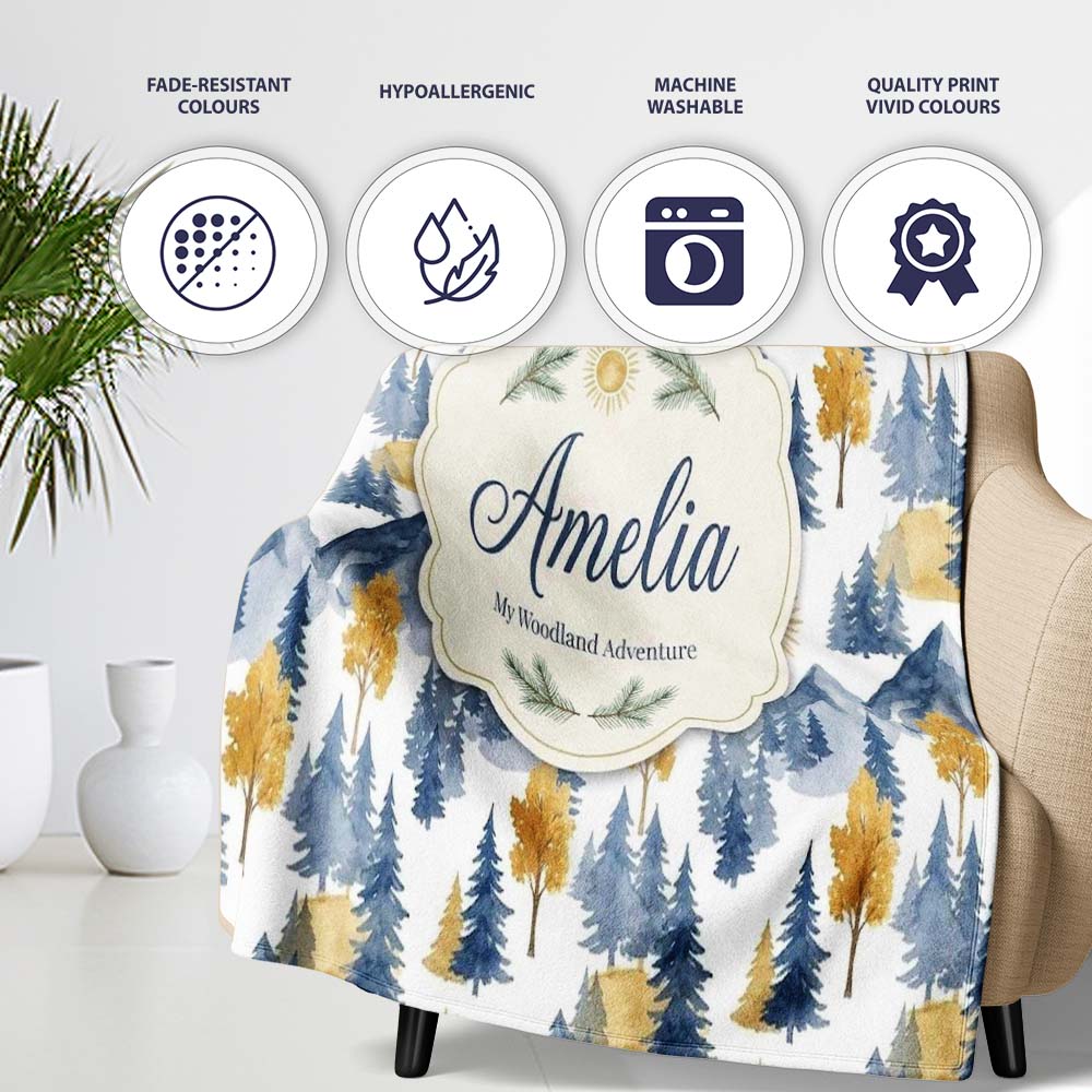 Abstract Geometric Curved Shapes Bold Color Layers Seamless Pattern Personalised Custom Name Super Soft Fleece Blanket Bed Sofa Throw