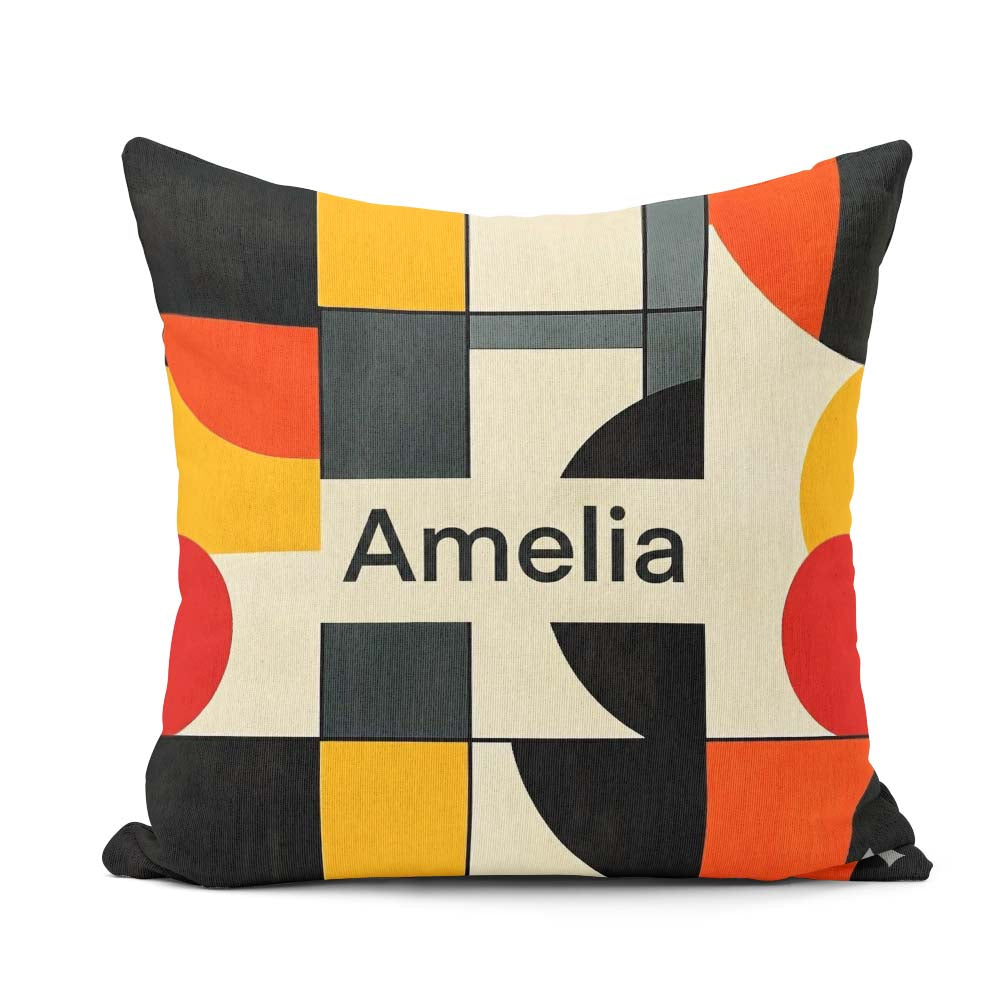 Custom Name Abstract Geometric Blocks Bold Primary Grid Seamless Square Filled Cushion Throw Pillow Sofa Bed Home Decor Zip Washable UK Made