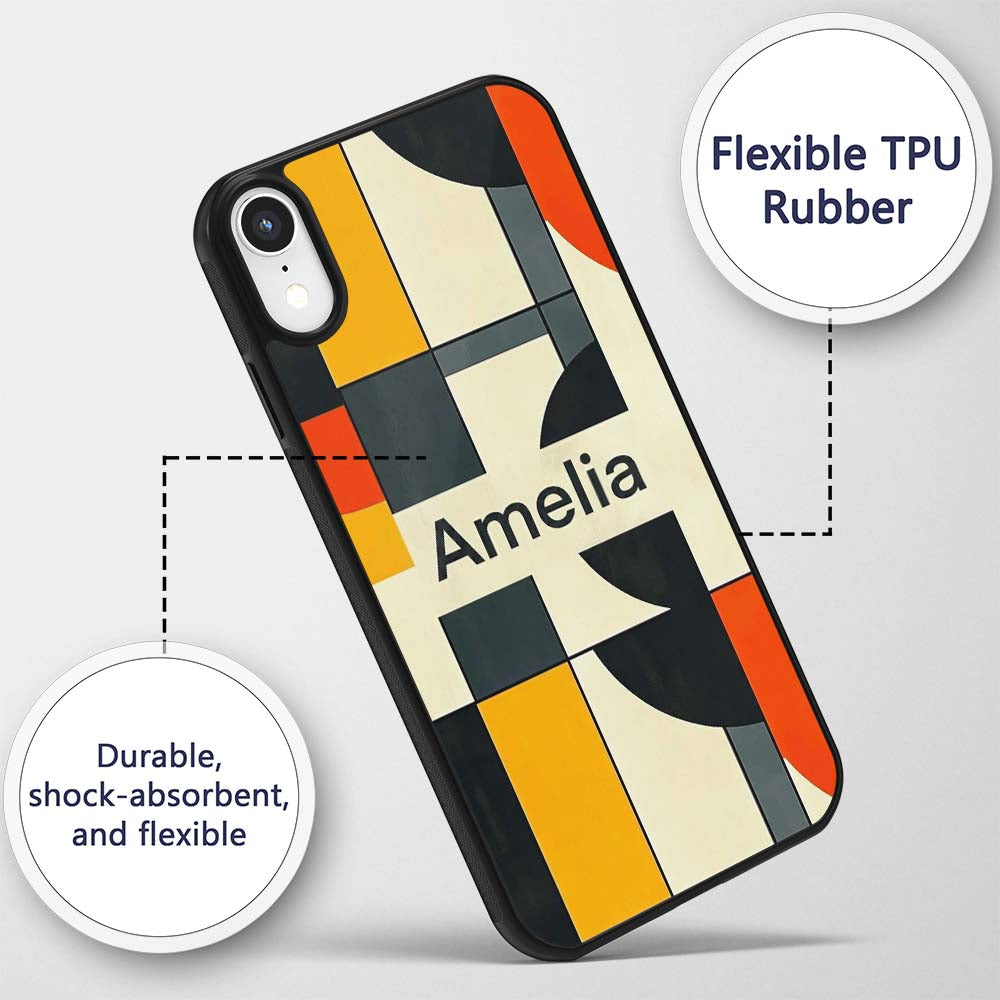 Abstract Geometric Blocks Bold Primary Color Grid Custom Name Protective Phone Case Mobile Cover Durable Everyday Smartphone Shock Resistant