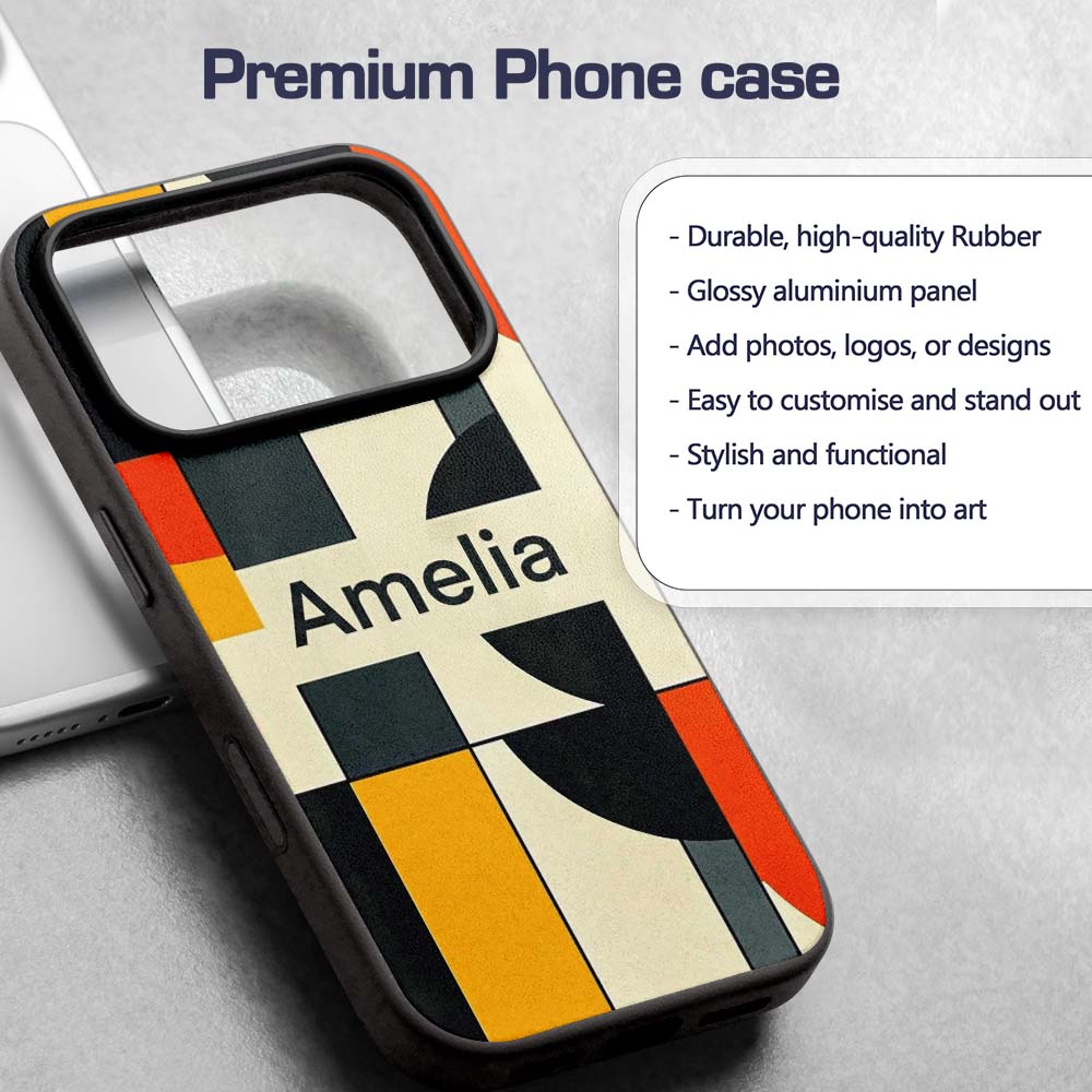 Abstract Geometric Blocks Bold Primary Color Grid Custom Name Protective Phone Case Mobile Cover Durable Everyday Smartphone Shock Resistant