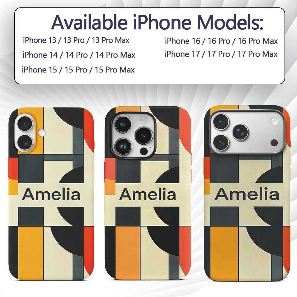 Abstract Geometric Blocks Bold Primary Color Grid Custom Name Protective Phone Case Mobile Cover Durable Everyday Smartphone Shock Resistant