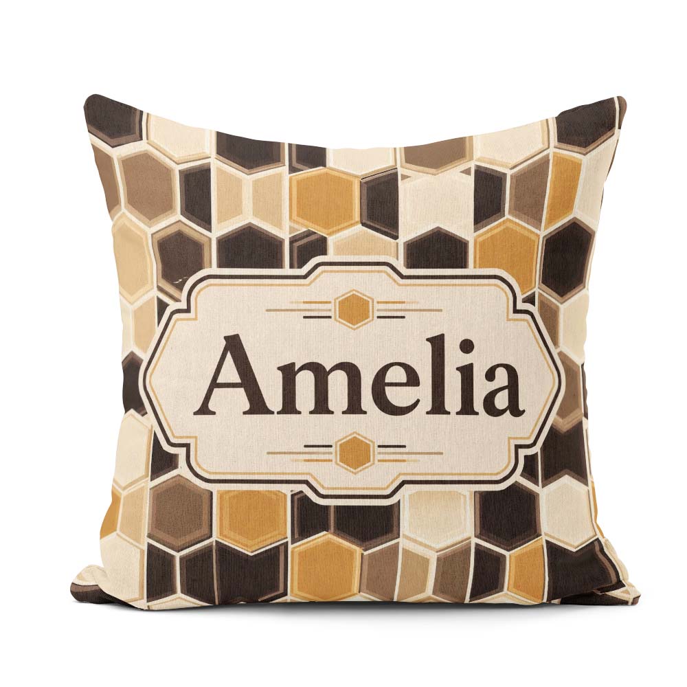 Custom Name Geometric Hexagon Honeycomb Pattern Neutral Seamless Square Filled Cushion Throw Pillow Sofa Bed Home Decor Zip Washable UK Made