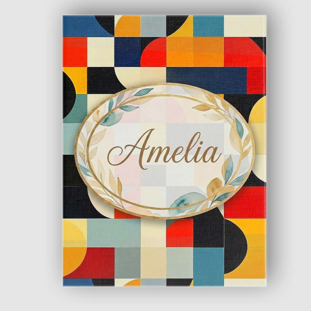 Personalised Name Abstract Patchwork Blocks Custom Bespoke Interior Contemporary Canvas Wall Art Print Decor Picture Ready to Hang