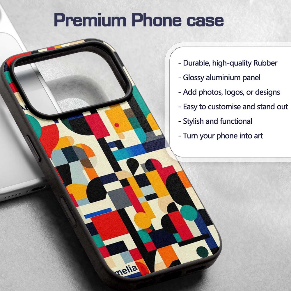 Abstract Modern Geometric Shapes Colorful Layered Custom Name Protective Phone Case Mobile Cover Durable Everyday Smartphone Shock Resistant
