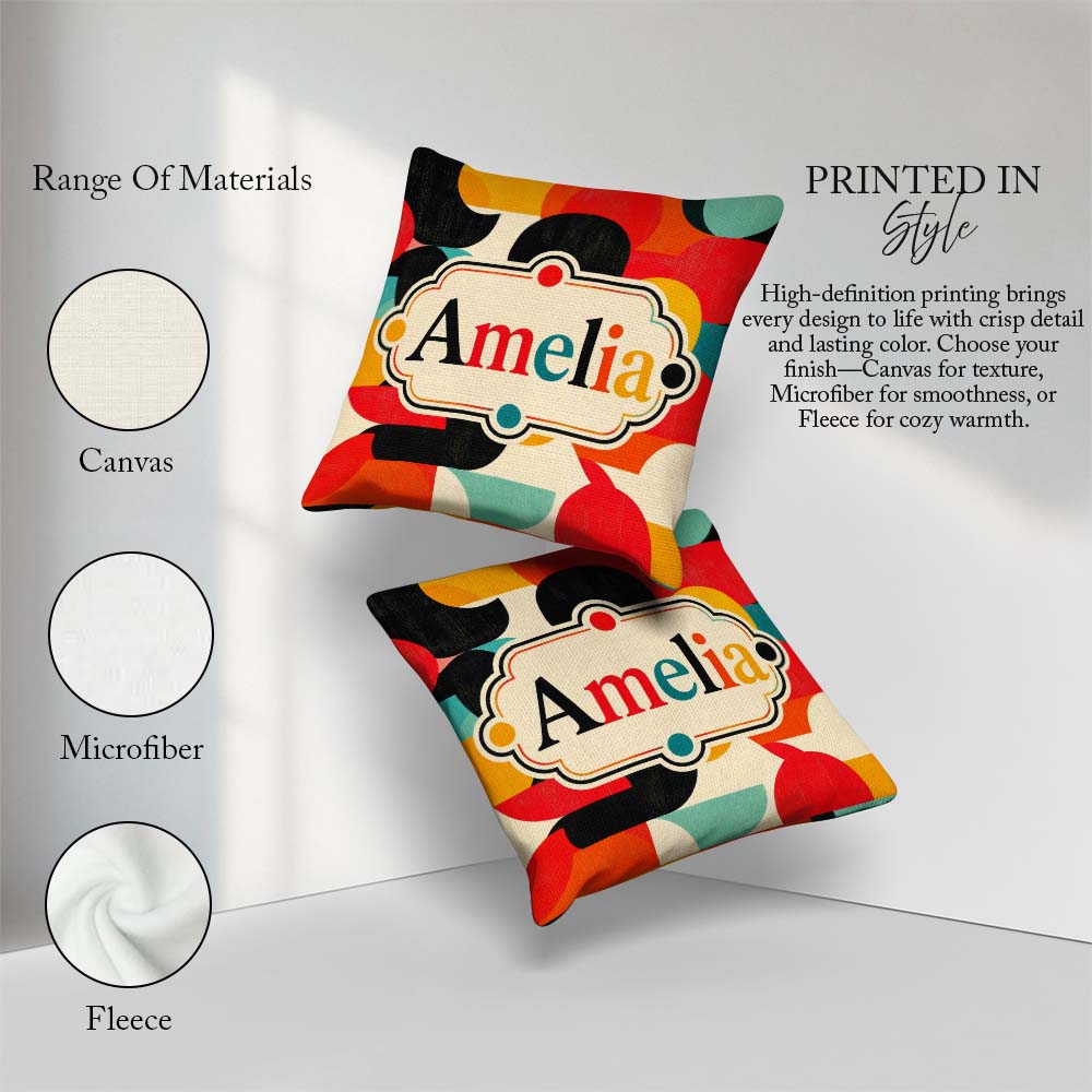 Custom Name Abstract Polygon Mosaic Bright Color Shapes Seamless Square Filled Cushion Throw Pillow Sofa Bed Home Decor Zip Washable UK Made