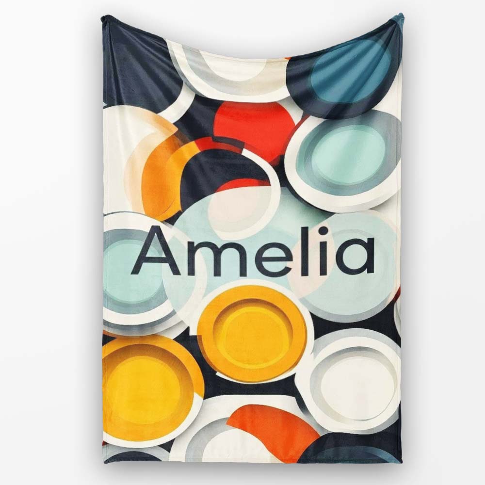 Abstract 3D Circular Layers Soft Gradient Modern Pattern Seamless Personalised Custom Name Super Soft Fleece Blanket Bed Sofa Throw