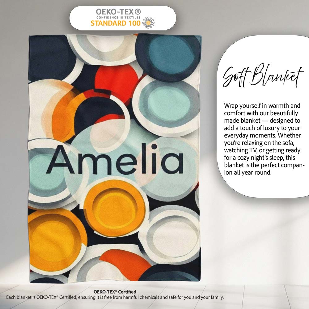 Abstract 3D Circular Layers Soft Gradient Modern Pattern Seamless Personalised Custom Name Super Soft Fleece Blanket Bed Sofa Throw