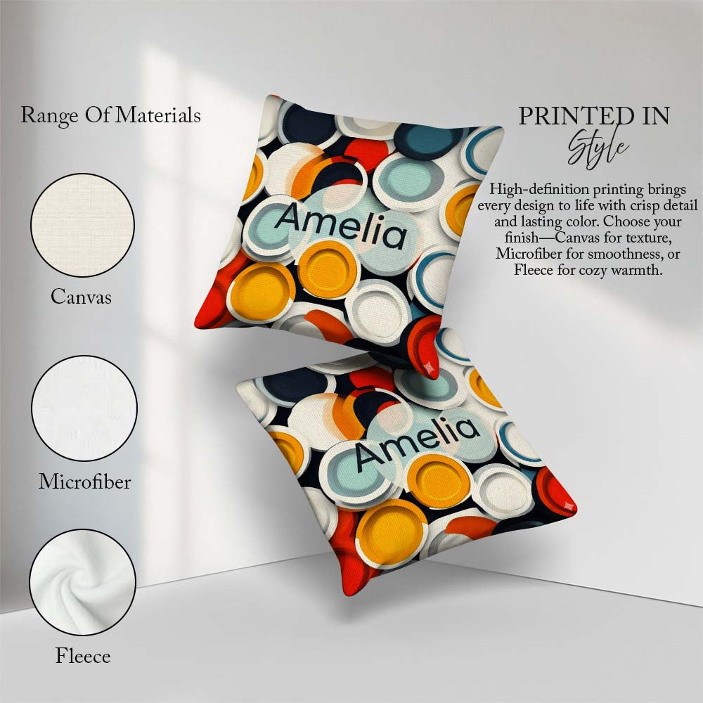 Custom Name Abstract 3D Circular Layers Gradient Modern Seamless Square Filled Cushion Throw Pillow Sofa Bed Home Decor Zip Washable UK Made