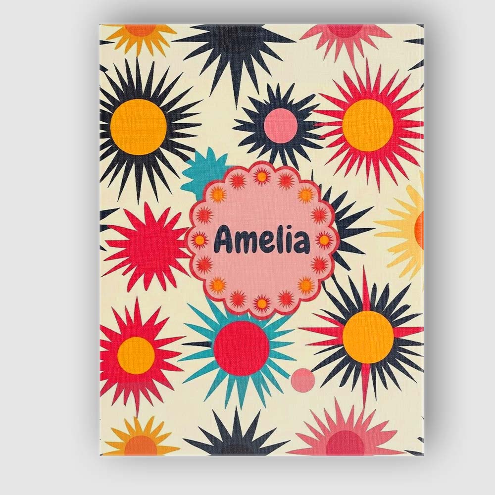 Personalised Name Abstract Bold Sunburst Custom Unique Gift Idea Elegant Feature Canvas Wall Art Print Decor Picture Ready to Hang