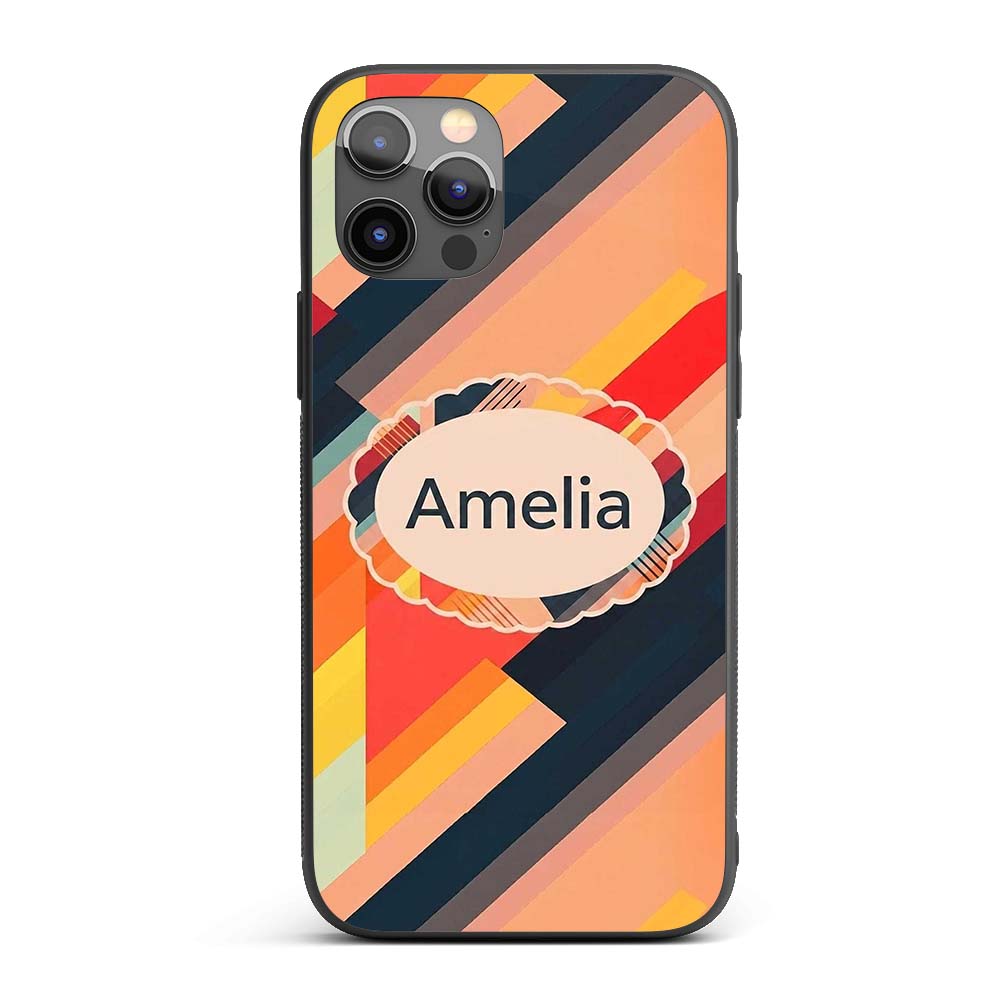 Abstract Diagonal Color Stripes Modern Artistic Custom Name Protective Phone Case Mobile Cover Durable Everyday Smartphone Shock Resistant