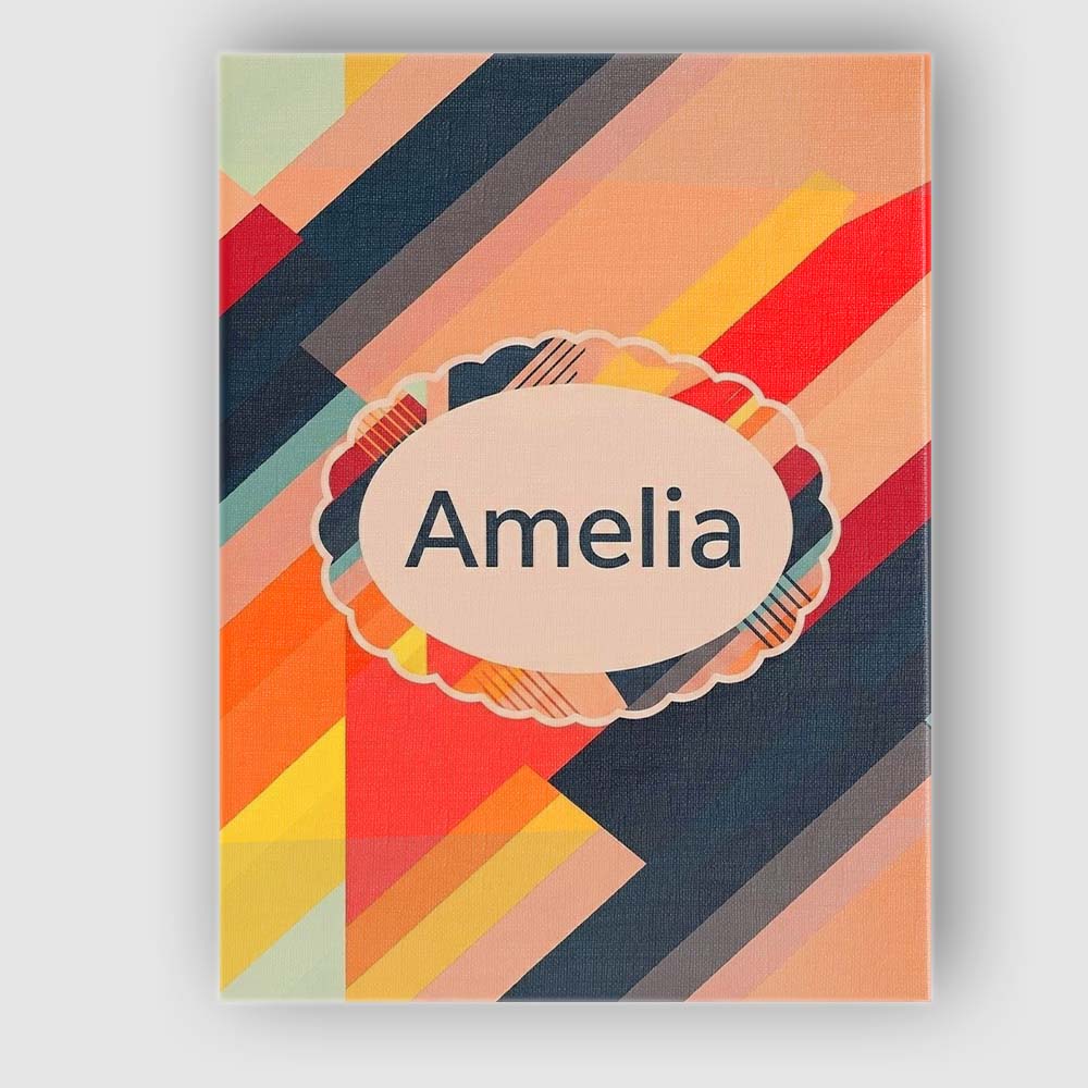 Personalised Name Abstract Diagonal Color Custom Unique Gift Idea Elegant Feature Canvas Wall Art Print Decor Picture Ready to Hang