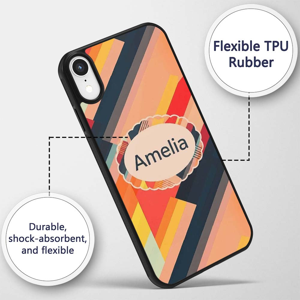 Abstract Diagonal Color Stripes Modern Artistic Custom Name Protective Phone Case Mobile Cover Durable Everyday Smartphone Shock Resistant