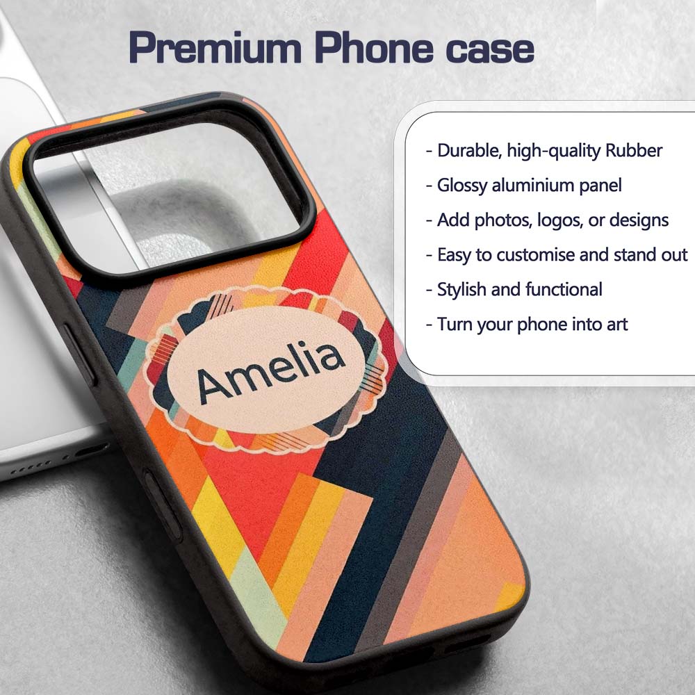 Abstract Diagonal Color Stripes Modern Artistic Custom Name Protective Phone Case Mobile Cover Durable Everyday Smartphone Shock Resistant