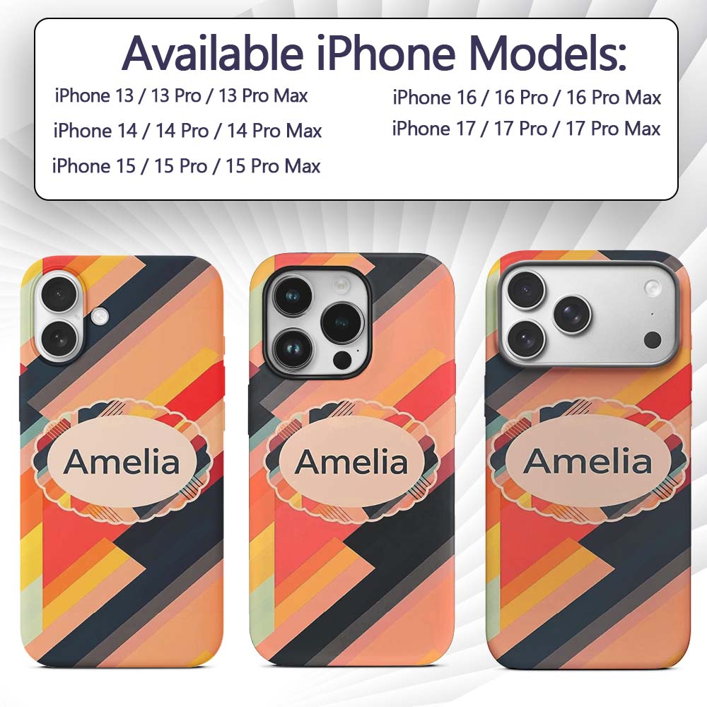 Abstract Diagonal Color Stripes Modern Artistic Custom Name Protective Phone Case Mobile Cover Durable Everyday Smartphone Shock Resistant