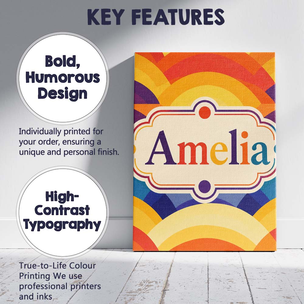 Personalised Name Abstract Rainbow Landscape Custom Bespoke Contemporary Display Canvas Wall Art Print Decor Picture Ready to Hang