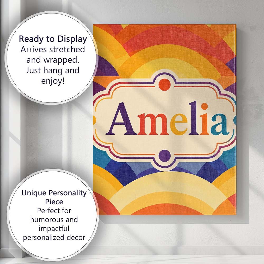 Personalised Name Abstract Rainbow Landscape Custom Bespoke Contemporary Display Canvas Wall Art Print Decor Picture Ready to Hang