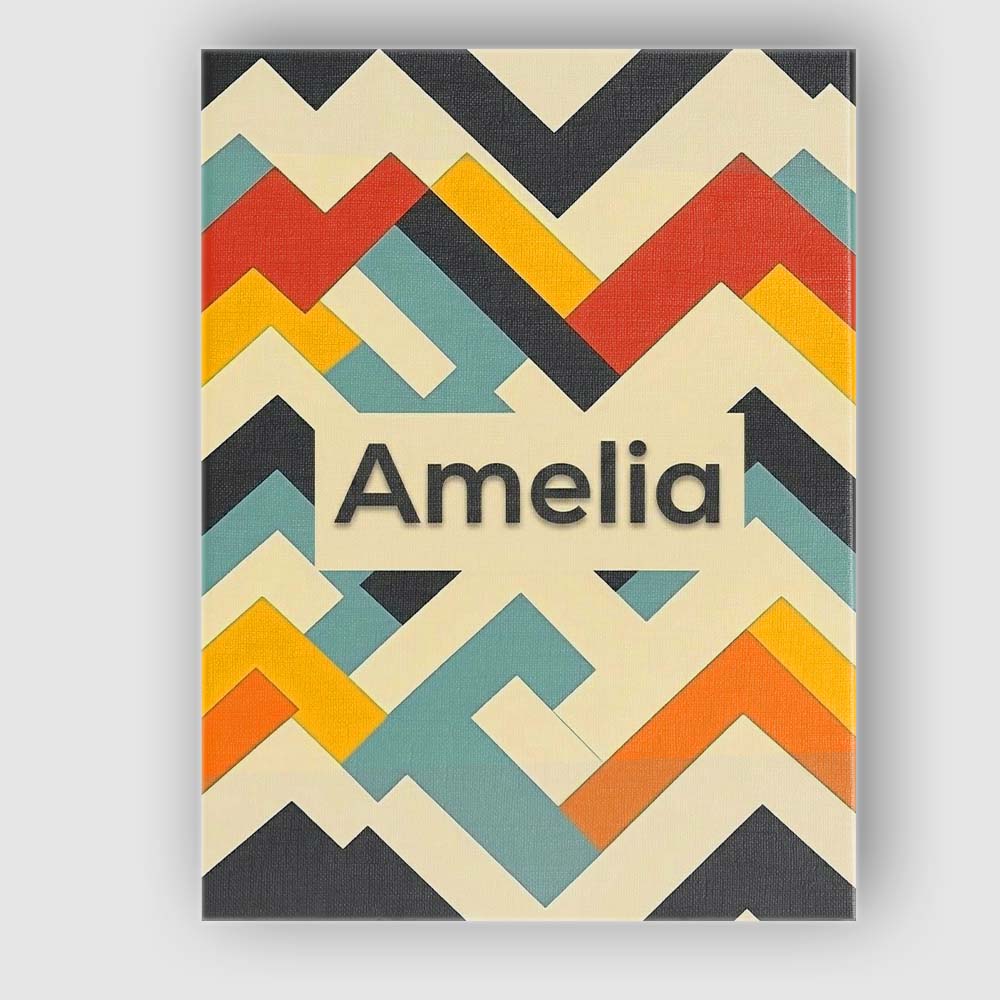 Personalised Name Abstract Chevron Pattern Custom Unique Gift Idea Elegant Feature Canvas Wall Art Print Decor Picture Ready to Hang