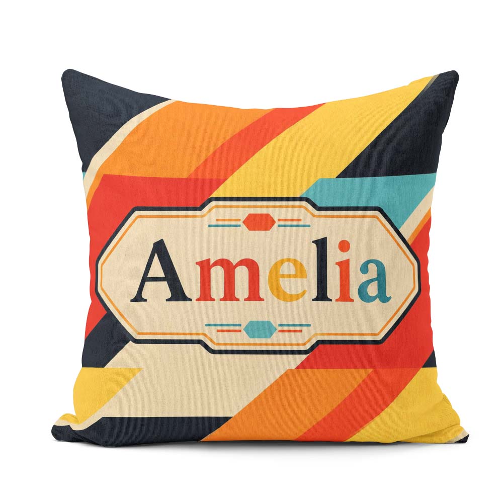 Custom Name Abstract Geometric Diagonal Color Blocks Modern Art Square Filled Cushion Throw Pillow Sofa Bed Home Decor Zip Washable UK Made