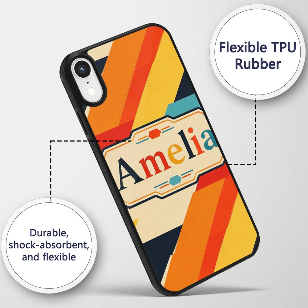Abstract Geometric Diagonal Color Blocks Modern Custom Name Protective Phone Case Mobile Cover Durable Everyday Smartphone Shock Resistant