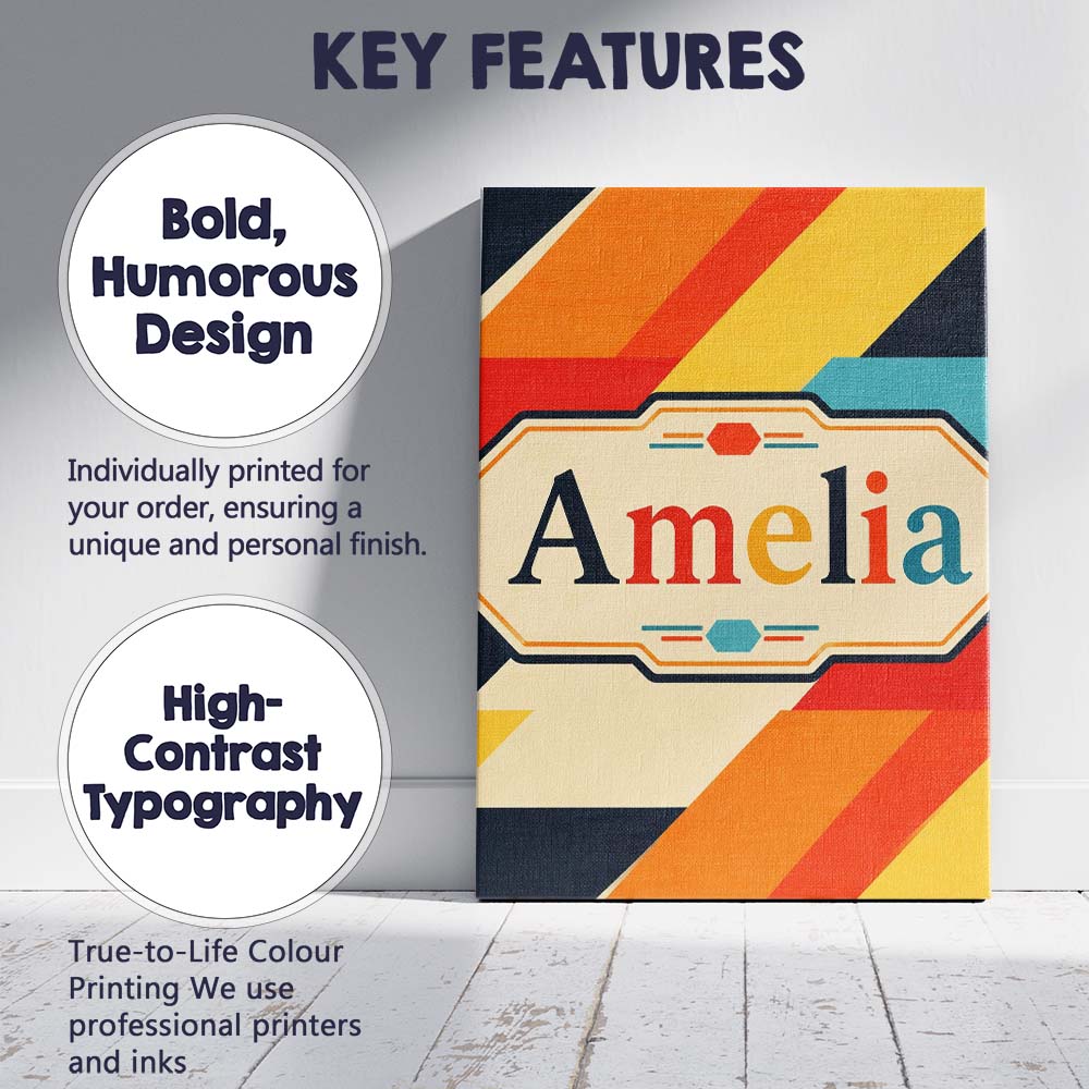 Personalised Name Abstract Geometric Custom Premium Decorative Design Modern Room Accent Canvas Wall Art Print Decor Picture Ready to Hang