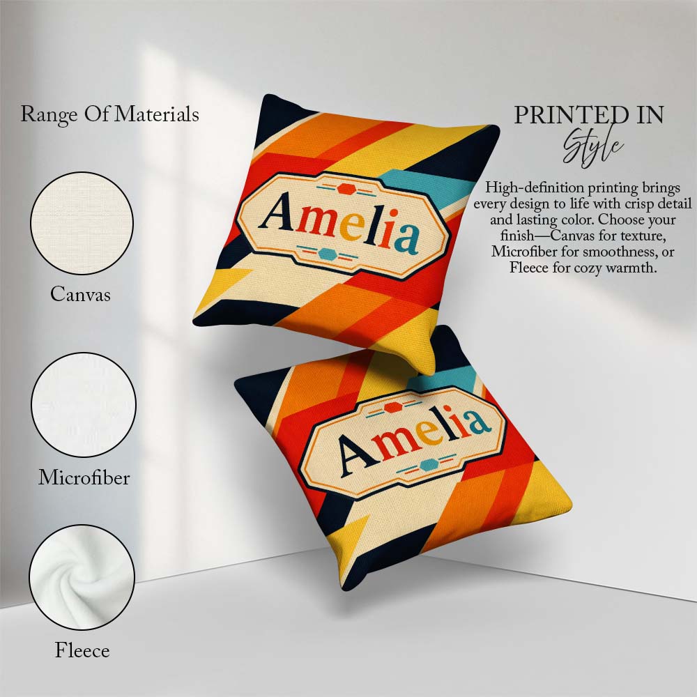 Custom Name Abstract Geometric Diagonal Color Blocks Modern Art Square Filled Cushion Throw Pillow Sofa Bed Home Decor Zip Washable UK Made