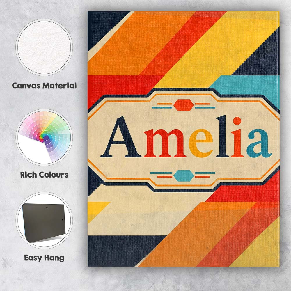 Personalised Name Abstract Geometric Custom Premium Decorative Design Modern Room Accent Canvas Wall Art Print Decor Picture Ready to Hang